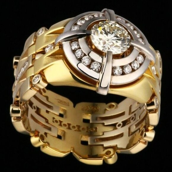 ✨ Shiny Advanced Zircon Watch Dial Fashion Tops Luxury Ring for Man,MARR9062 - Picture 2 of 6